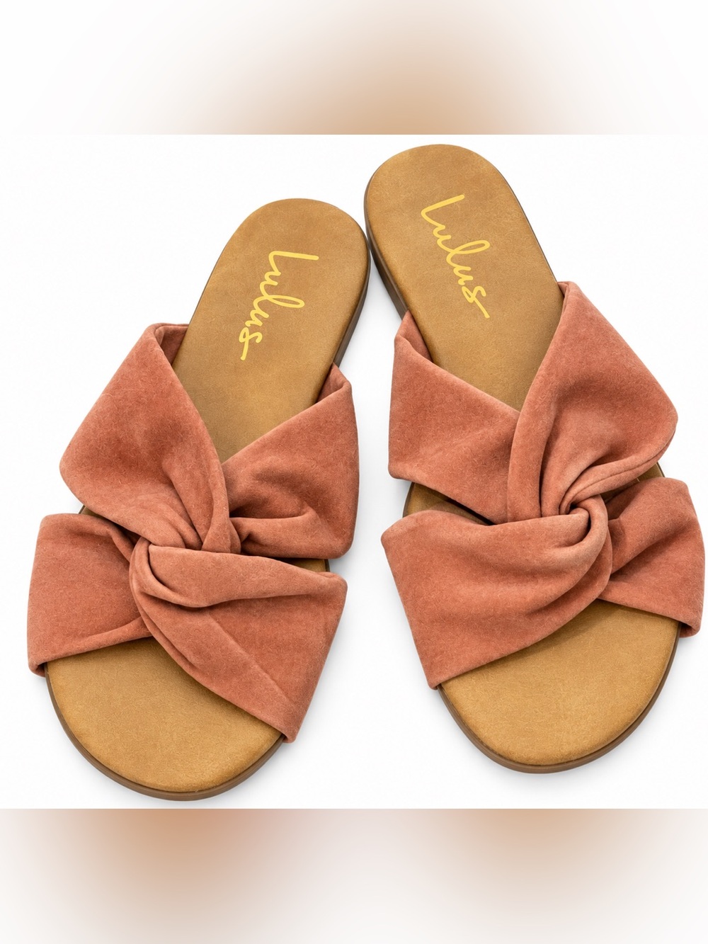 Lulu's Dusty Terracotta Knotted Slide Sandals